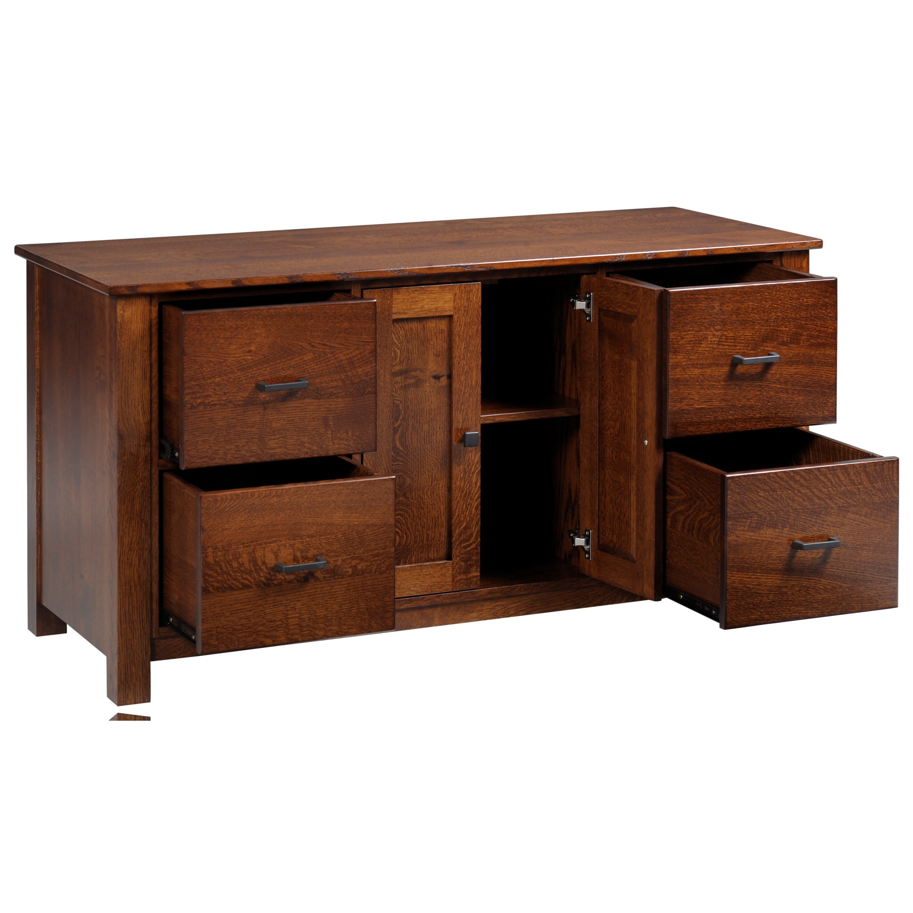 Y & T Woodcraft Mission Modular 60" Credenza with Four File Drawers